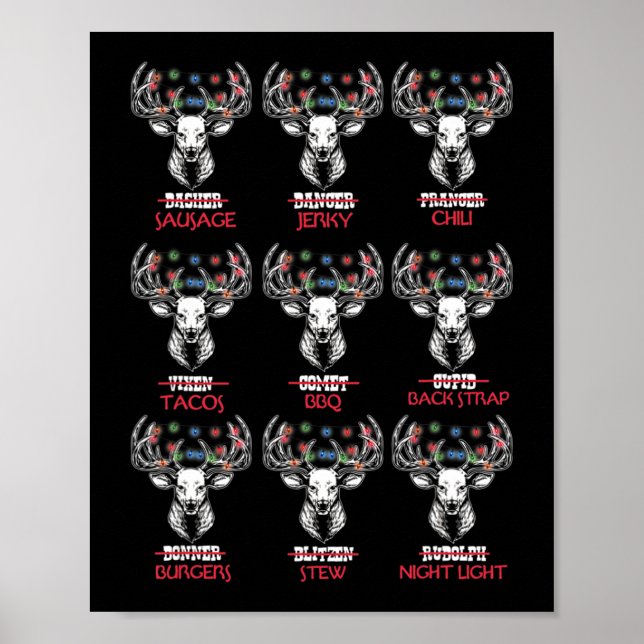 Poster Fun Christmas Deer Bow Hunting Santa Men Women Hun (Frente)