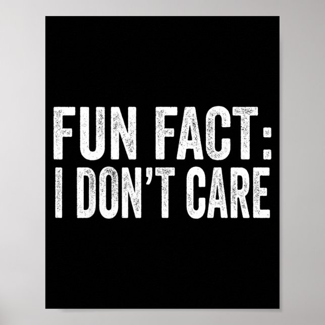 Poster Fun Fact I Don't Care Funny Men Women Sarcastic  (Frente)