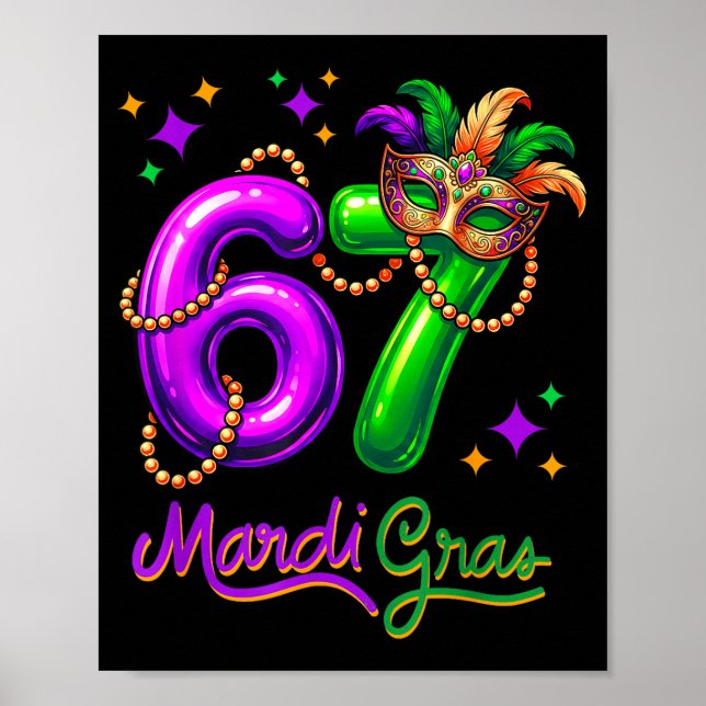 Poster Fun Festive 67 Mardi Gras Party Balloons Beads Mas (Frente)
