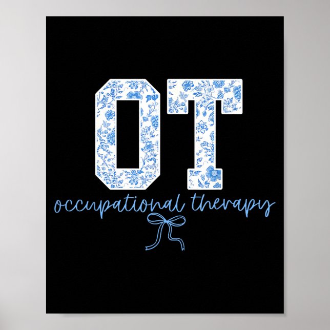 Poster Fun Ot Occupational Therapy Blue Coquette Bow Ot T (Frente)