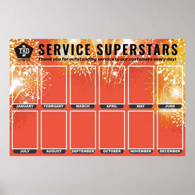 Poster Funcionário de exibição de fotos do Fireworks do m (Frente)