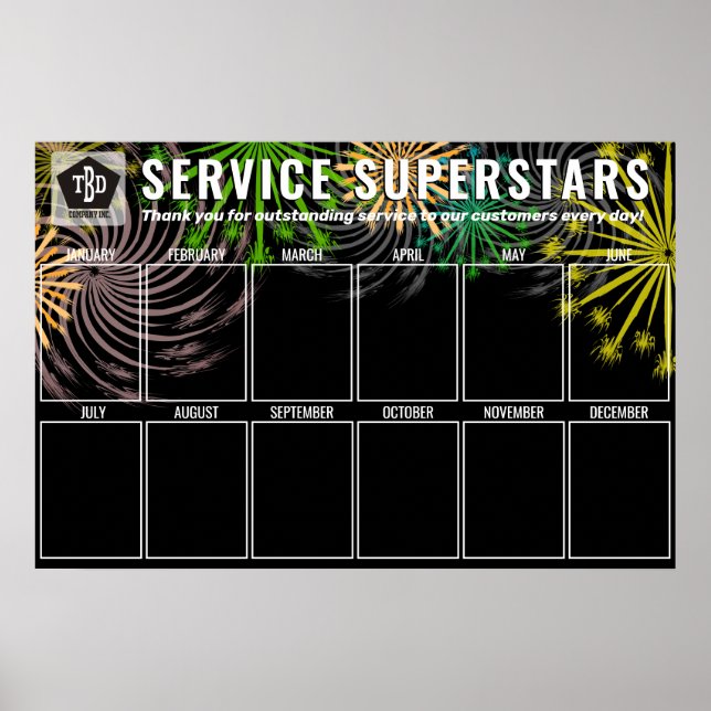 Poster Funcionário de exibição de fotos do Fireworks do m (Frente)