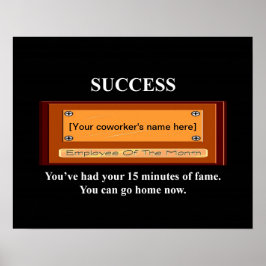 Pôster Funcionário Engraçado do Mês Seu Nome Plate