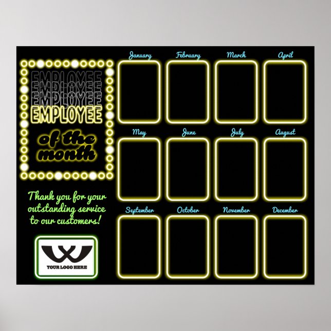 Poster Funcionário fotográfico do Faux neon da exibição m (Frente)