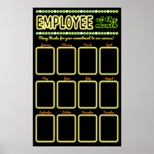 Poster Funcionário fotográfico do Faux neon do posto de e