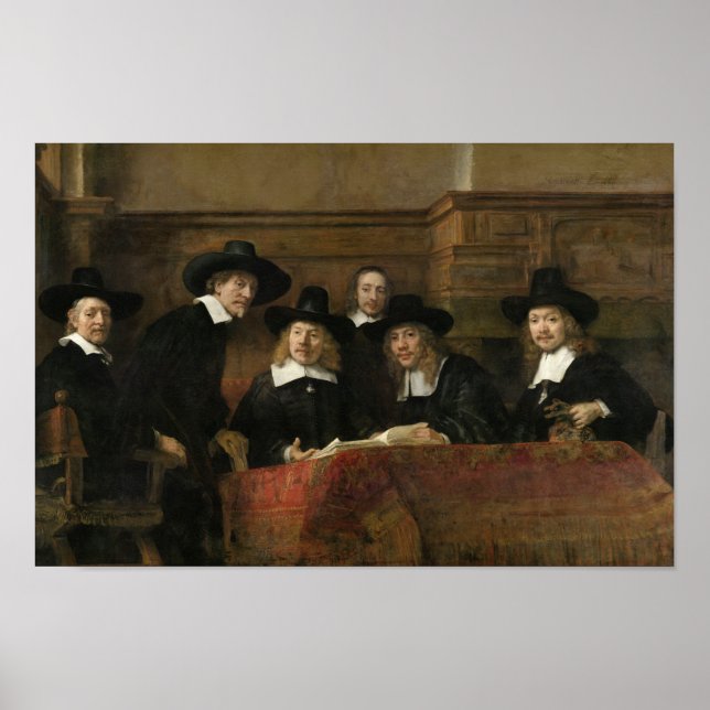Pôster Funcionários de amostragem de Rembrandt van Rijn (Frente)