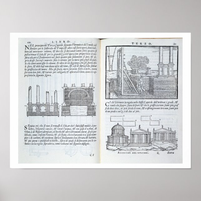 Pôster fundações de lança, de "Della Architettura", pub (Frente)