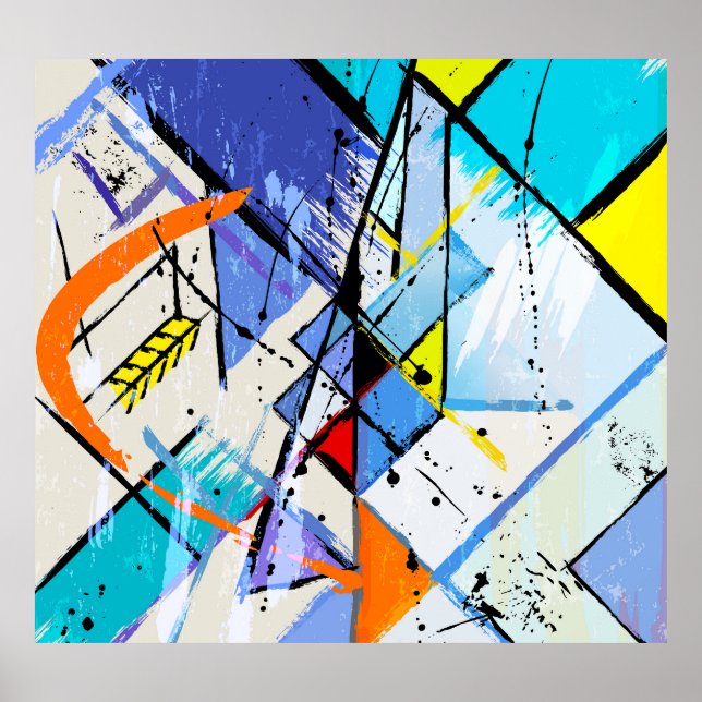 Poster fundo abstrato, linhas geométricas, cinzas. (Frente)