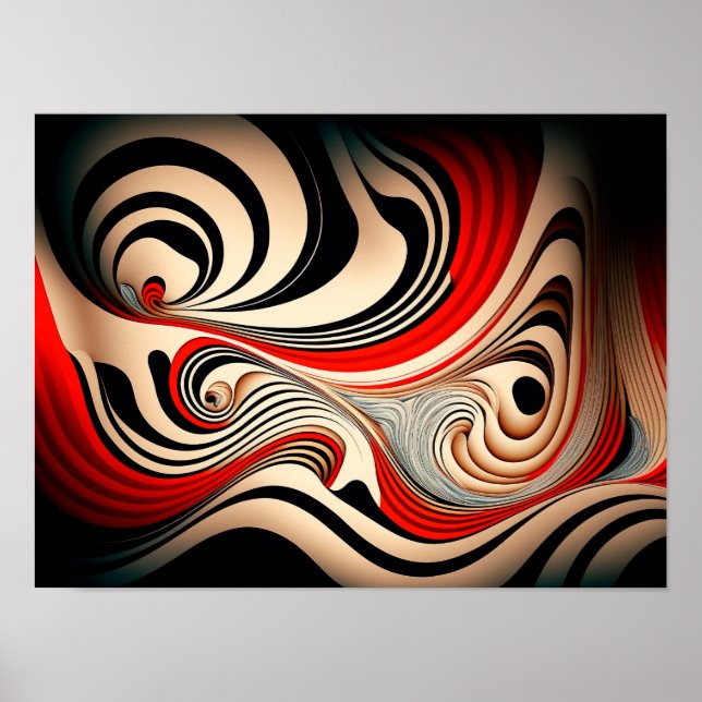 Poster fundo abstrato vermelho e preto de espiral. (Frente)