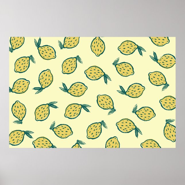 Poster Fundo amarelo com limões. Limão. fundo w (Frente)