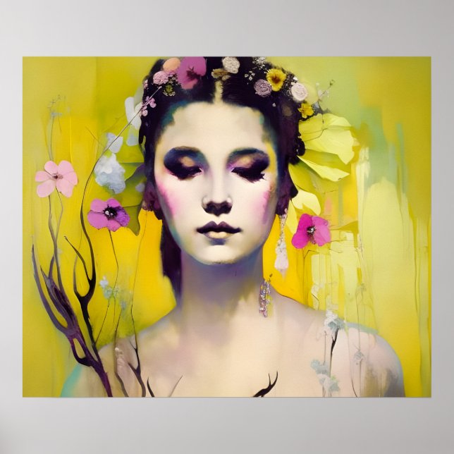 Poster Fundo Amarelo primavera Deusa (Frente)