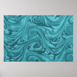 Poster Fundo arqueado e curvo em tons de turquesa, 
