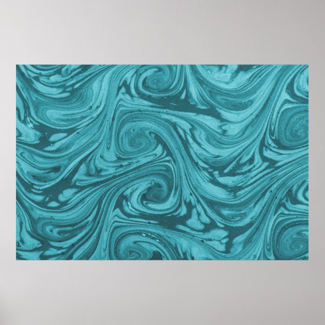 Poster Fundo arqueado e curvo em tons de turquesa,  (Frente)