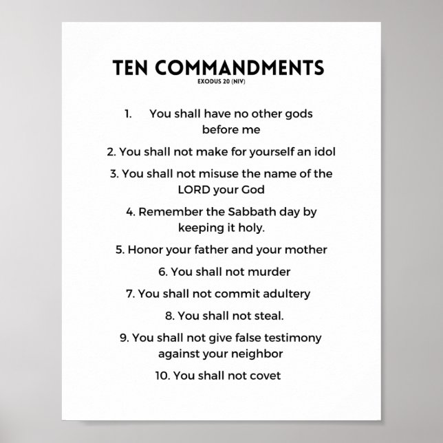 Poster Fundo Branco de Dez Mandamentos (Frente)