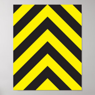 Poster Fundo Chevron Preto E Amarelo