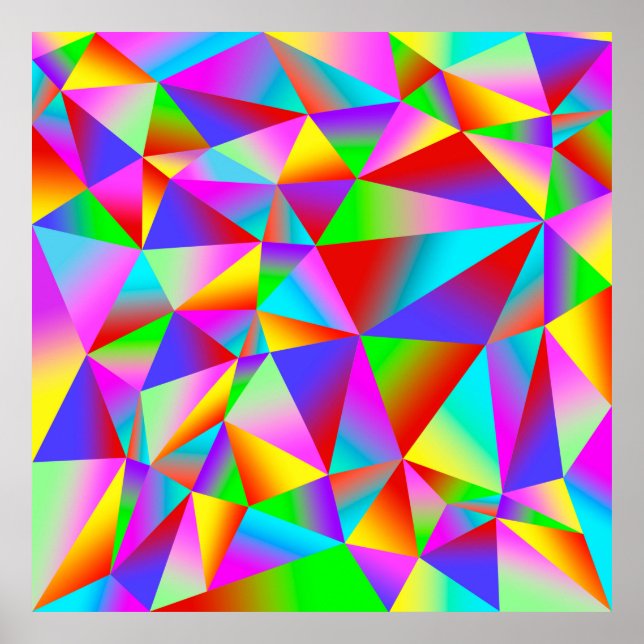 Poster Fundo colorido de muitos triângulos multicoloridos (Frente)