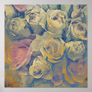 Poster fundo colorido do vintage floral da arte