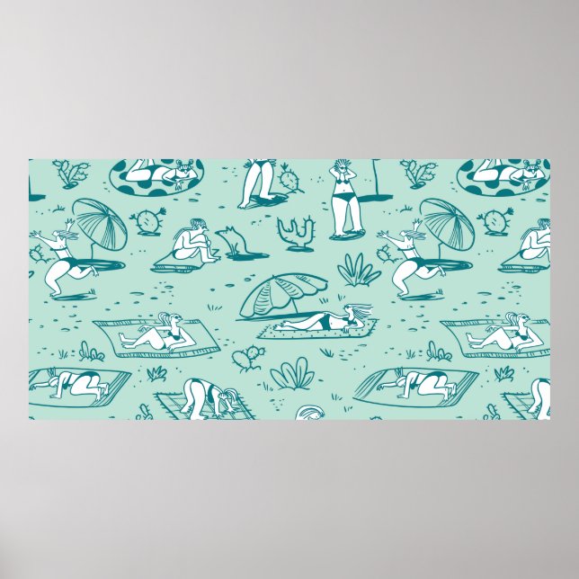 Poster Fundo com garotas de praia de verão. Patte sem cos (Frente)