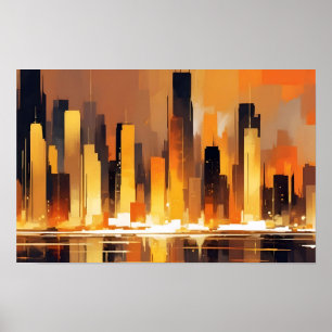 Poster Fundo da Arquitetura Moderna de abstrato Cityscape