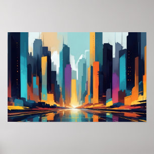 Poster Fundo da Arquitetura Moderna de abstrato Cityscape