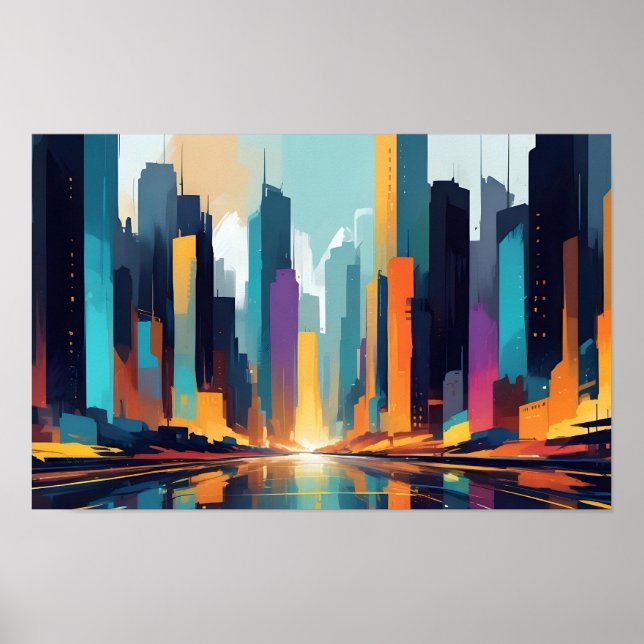 Poster Fundo da Arquitetura Moderna de abstrato Cityscape (Frente)