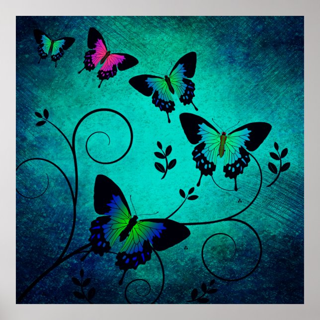 Poster Fundo das borboletas de textura (Frente)