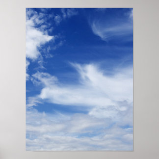 Pôster Fundo das Nuvens Brancas do Céu Azul - Personaliza