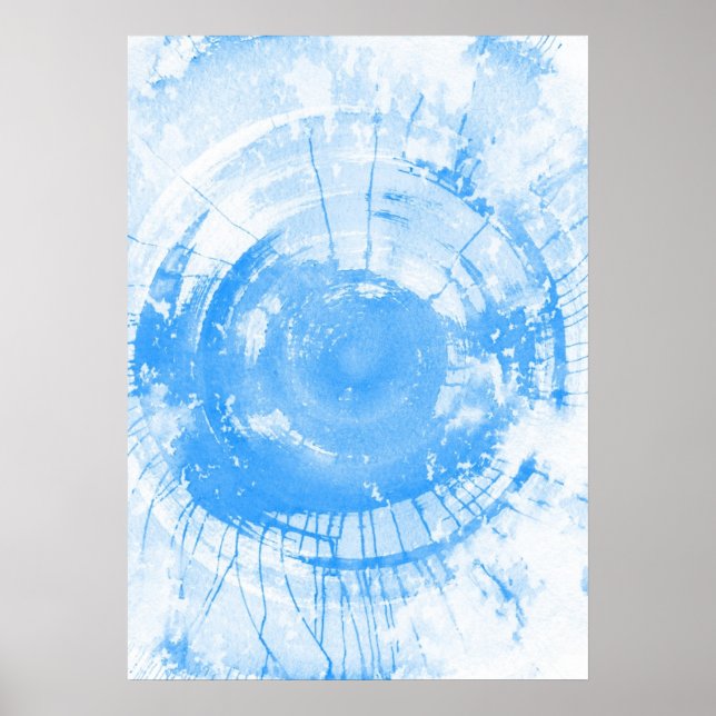 Pôster fundo de abstrato azul de aquarela, textura. (Frente)