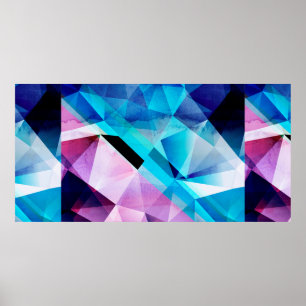 Poster Fundo de abstrato brilhante com aquarela com geome