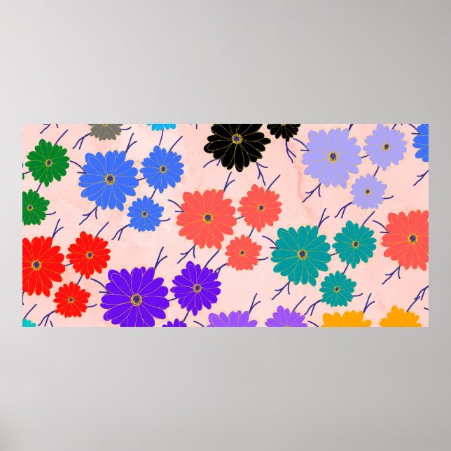 Poster fundo de abstrato com aquarela com flores design (Frente)
