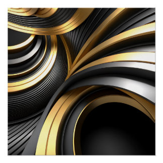 Pôster Fundo de Abstrato de luxo com Dourado e preto