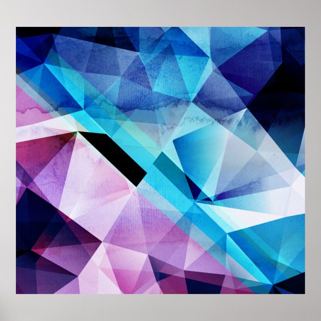 Poster Fundo de Abstrato Geométrico com Aquarela (Frente)