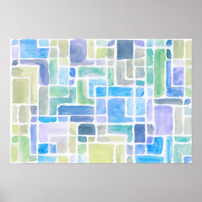 Pôster fundo de aquarela pintado com abstrato. (Frente)