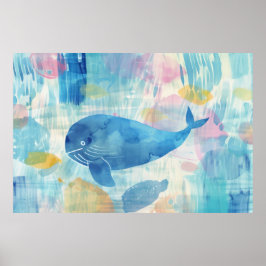 Poster Fundo de baleia azul