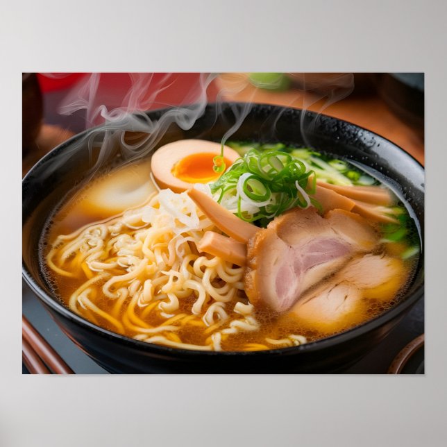Poster Fundo de Comida Delicioso Ramen Noodles (Frente)