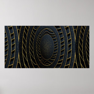 Poster Fundo de corte de papel de luxo com linha de ouro 
