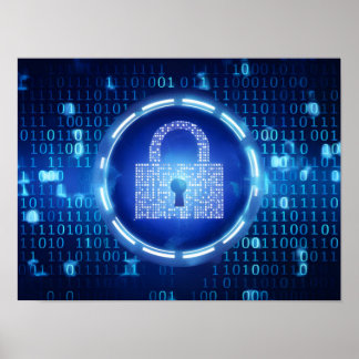 Poster Fundo de Dados Binários Azul abstrato