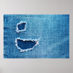 Poster Fundo de denim texturizado. Furo no tecido