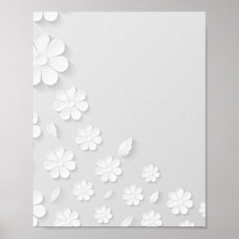 Poster fundo de flor de papel branco