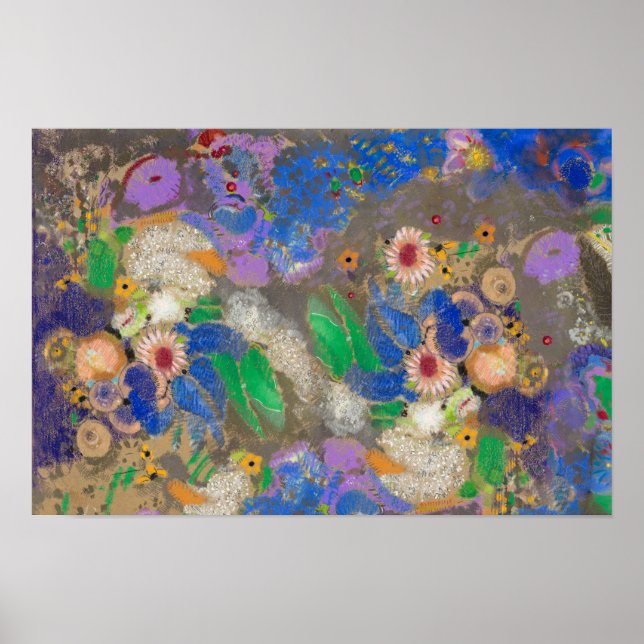 Poster Fundo de flores abstratas de Odilon Redon.   (Frente)