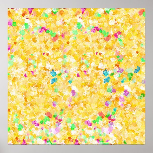 Pôster Fundo de Flores Amarelo (Frente)