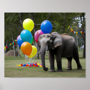 Poster Fundo de Fotografia de Elefante para Festa de Aniv