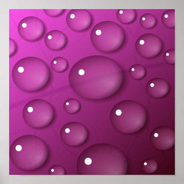 Pôster Fundo de Gota de Água Rosa (Frente)