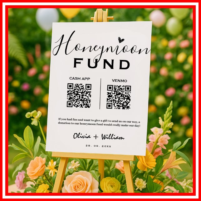 Poster Fundo de Lua de Mel QR Moderno Desejo de Casamento (Criador carregado)