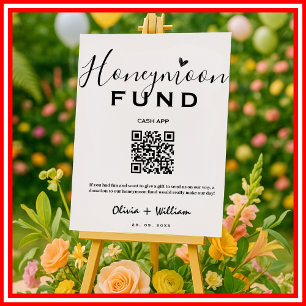 Poster Fundo de Lua de Mel QR Moderno Desejo de Casamento
