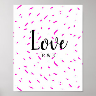 Poster Fundo de nome de amor abstrato rosa minimalista si