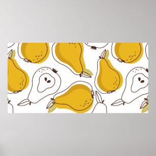 Poster Fundo de peras. Fundo sobreposto desenhado à mão.