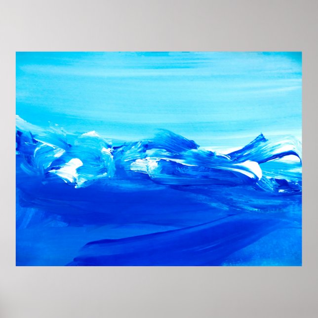 Poster fundo de pintura de arte azul abstrato. Arte moder (Frente)