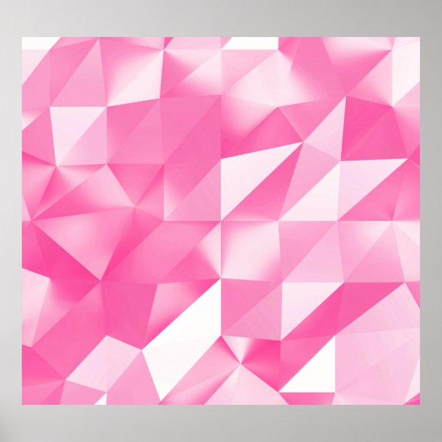 Poster Fundo de polígono rosa: renderização 3D abstrato (Frente)