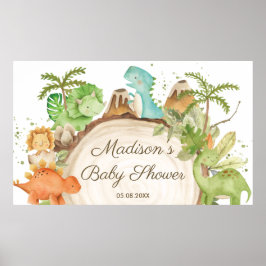 Poster Fundo do Chá de fraldas dos dinossauros-brancos